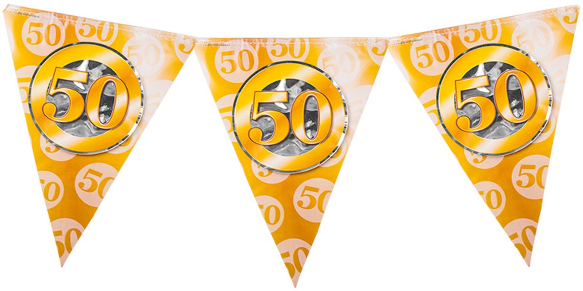 Vlaggenlijn 50 jaar getrouwd | Set á 6 stuks | 10 meter | Dubbelzijdig